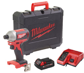 COMPACT BRUSHLESS1/4 HEX IMPACT DRIVER M18 CBLID + 2.0AH BATTERY + CHARGER 12-18V