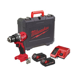 COMPACT BRUSHLESS PERCUSSION DRILL M18 BLPDRC-202C + 2 x 2.0AH BATTERY + CHARGER 12-18V
