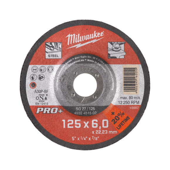 Milwaukee SG27 PRO+ 125 x 6mm Grinding Disc