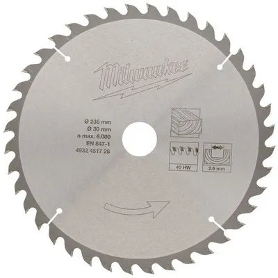 235mm x 30mm x 40T Wood Circular Saw Blade