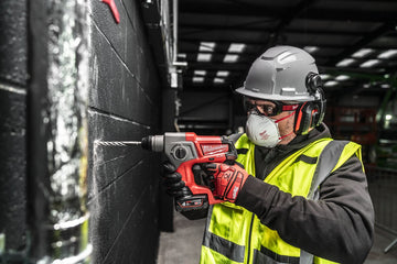 Milwaukee Low Profile Vented Goggles in use on site
