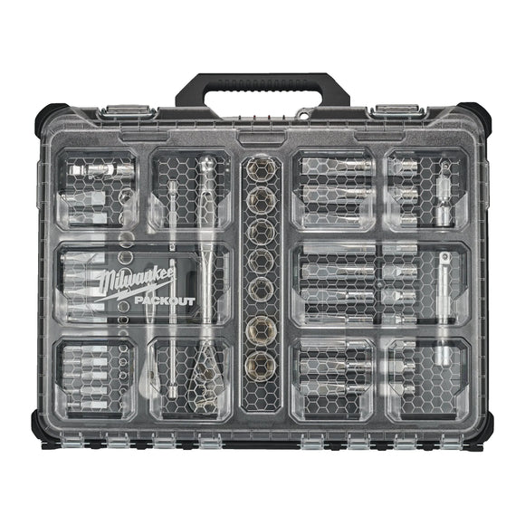 PACKOUT1/4 in+1/2 63 pc Ratchet/Socket Set
