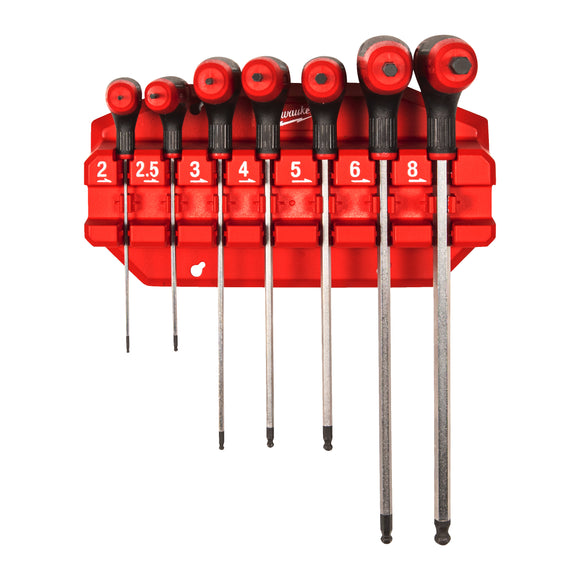 Milwaukee 7-Piece Comfort Grip Hex Key Wrench Set with Rack