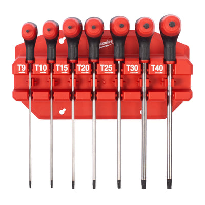 Milwaukee 7-Piece Comfort Grip TORX Key Wrench Set with Rack