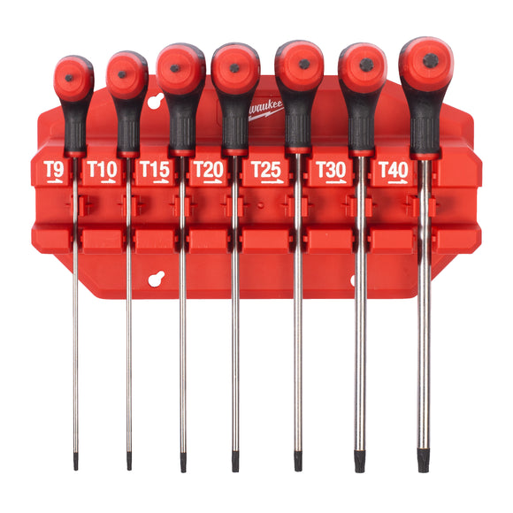 Milwaukee 7-Piece Comfort Grip TORX Key Wrench Set with Rack