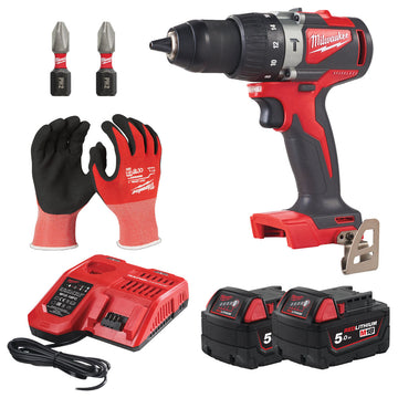 Milwaukee M18 Brushless Percussion Drill Kit 5.0Ah Fast Charge — Bundle 9