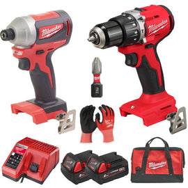 Milwaukee M18 Hammer Drill + Impact Driver Combo 2.0Ah — Bundle 10