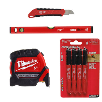 Mag Tape 5 + MAGNETIC SLIM LEVEL 60MM +  SNAP KNIFE 18MM + Inkzall Marker set