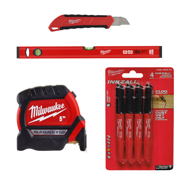 Mag Tape 5 + MAGNETIC SLIM LEVEL 60MM +  SNAP KNIFE 18MM + Inkzall Marker set
