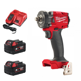 COMPACT IMPACT WRENCH  M18FIW2F12-0X + 2 x 5.0AH BATTERY + CHARGER 12-18V