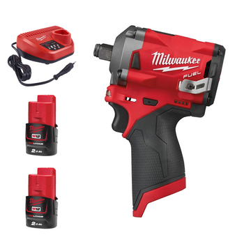 IMPACT WRENCH M12FIWF12-0 + 2 x 2.0AH BATTERY + CHARGER 12V