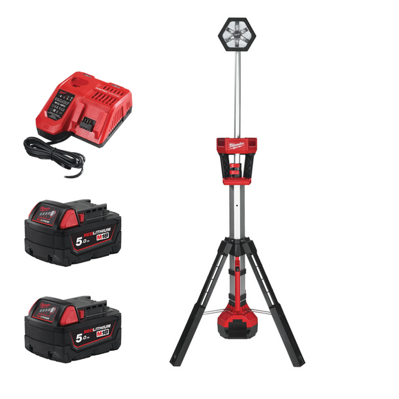 STAND LIGHT M18SAL-0 + 2 x 5.0AH BATTERY + CHARGER 12-18V